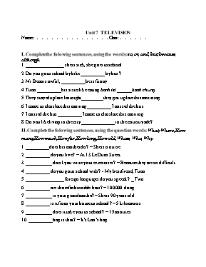 Bài tập Unit 7 môn Tiếng Anh Lớp 6 (Thí điểm)